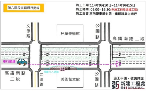 桃美館人行空橋之吊裝作業 高鐵南路二段公園路及文德路施工管制