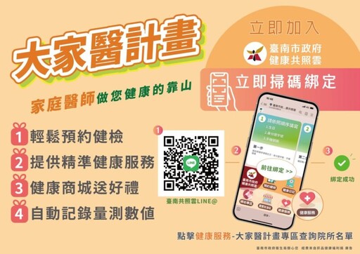 台南12家醫院、518家診所加入「大家醫計畫」強化醫療照護扎根社區