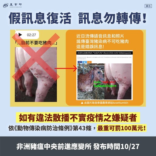 「豬肉不能吃」是假消息!謠言擾亂防疫最重罰百萬