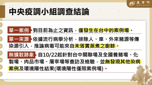非洲豬瘟疫調結果出爐！台中案場的廚餘蒸煮疏失應為主要傳染源