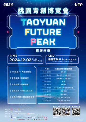 2024 Taoyuan FuturePeak 桃園青創博覽會12/3登場 百組新創團隊媒合業界資源