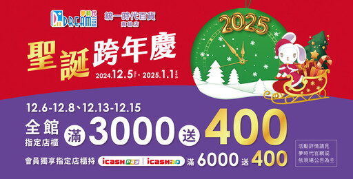 夢時代「聖誕跨年慶」推出三大活動亮點及 最高回饋22％