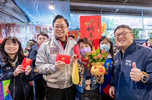 張善政赴桃園花市拜早年 近千份福袋秒殺