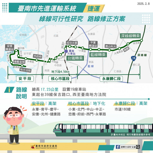 臺南捷運綠線修正方案啟動專家諮詢及民意溝通作業