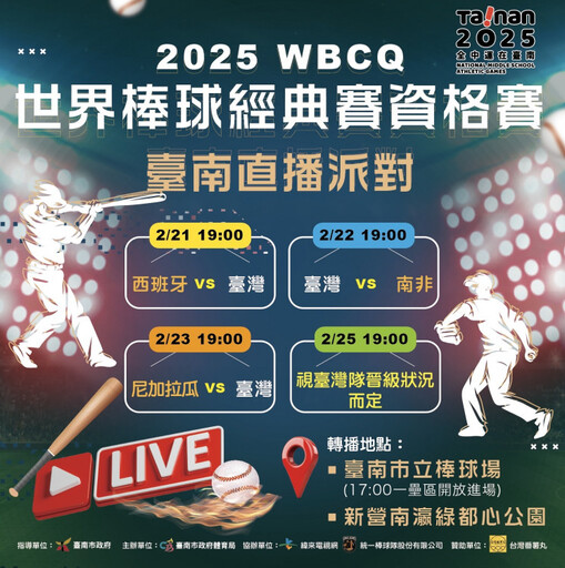 2025 WBCQ 世界棒球經典賽資格賽黃偉哲市長邀請全體市民一起為臺灣隊加油！