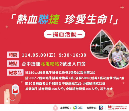 捐血救人、植樹護地球!中捷攜手聯邦銀行捐血活動溫暖登場