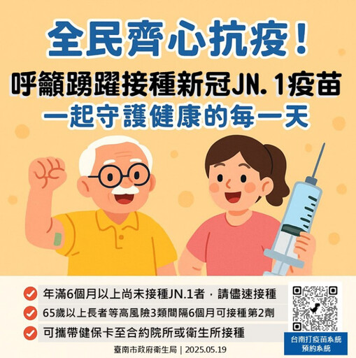 全民齊心抗疫,請盡速接種新冠JN.1疫苗,守護健康的每一天!