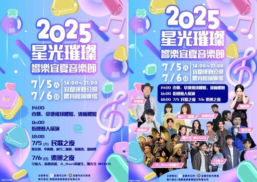 星光璀璨響樂宜夏音樂節 7/5宜蘭運動公園體育館前廣場展開