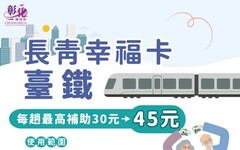 彰化縣長青幸福卡搭乘臺鐵補助增加為45元