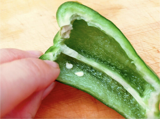 青椒、彩椒去籽常見的3個方法！其實只要用大拇指，就可以1步驟瞬間將籽移除！