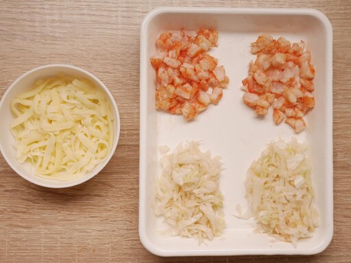 10分鐘便當菜～高麗菜起司鮮蝦玉子燒