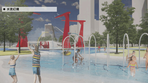 高雄最大親水樂園!全新升級「星光水岸公園」2026夏開放,港景滑水道、水上鞦韆玩翻8千坪戲水區