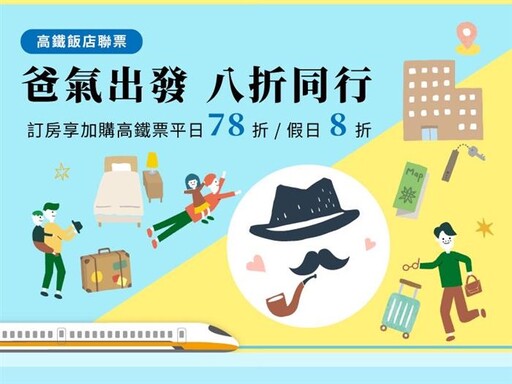 高鐵國旅、飯店聯票「爸氣出發 八折同行」
