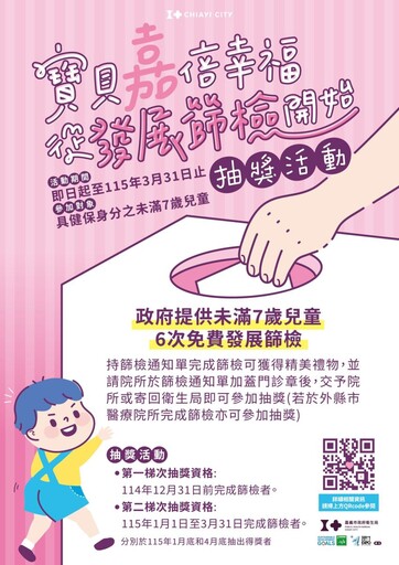 守護寶貝健康成長!嘉市衛生局推出加碼抽獎提高篩檢率
