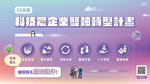 科技農企業雙軸轉型計畫報名開跑 分級輔導、業師培跑及訓輔合一等三大亮點農企升級新解方