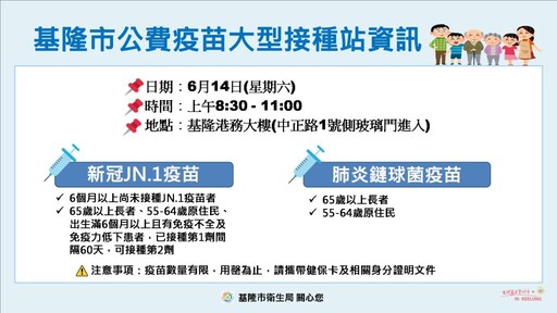 基隆市加開社區疫苗接種站，請市民踴躍接種