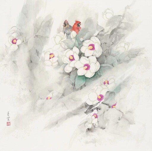 「花開五洲 福滿世界」劉蓉鶯百國國花彩墨個展系列(97)天女木蘭 朝鮮