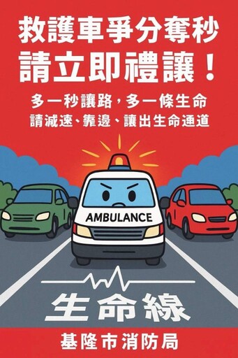 基隆救護案件年破2萬件 消防局呼籲民眾「讓出一條生命之路」!