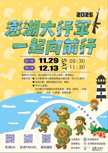 感受澎湖秋冬海島風光交織獨特魅力 2025澎湖大行軍開放報名11/29、12/13齊步跨越跨海大橋