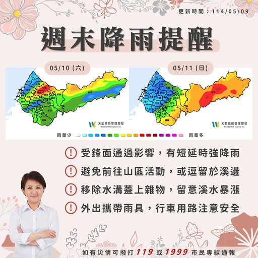 因應鋒面雨勢影響! 中市水利局假日開設三級應變中心加強戒備