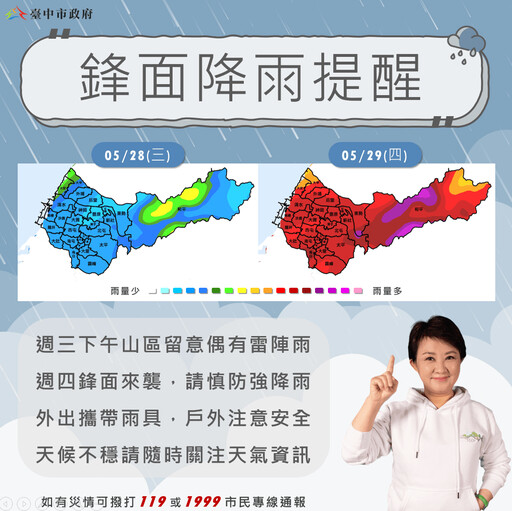 注意！鋒面逼近 台中今晚啟動防汛應變24小時守護家園