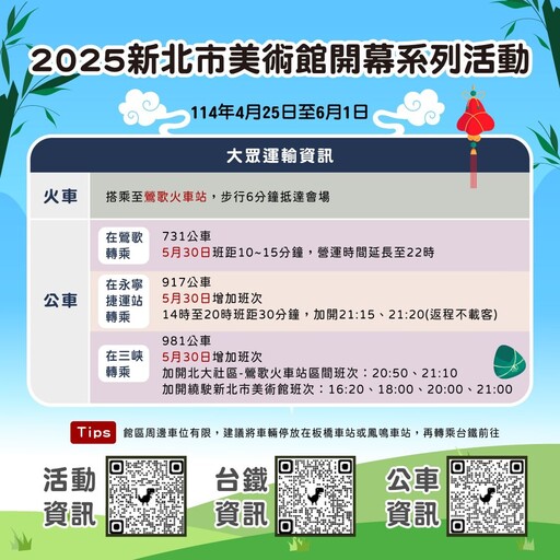 端午連假出遊 新北交通資訊懶人包教你怎麼玩