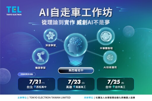 北中南同步開跑 TEL台灣AI自走車工作坊報名倒數中