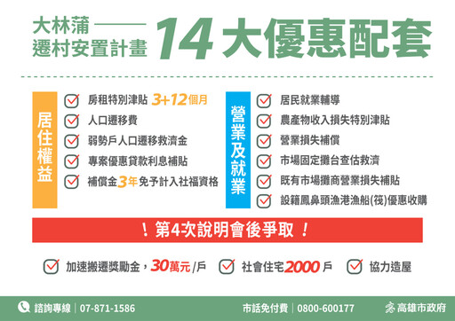 高市府加速推動大林蒲遷村計畫 全方位照顧居民權益