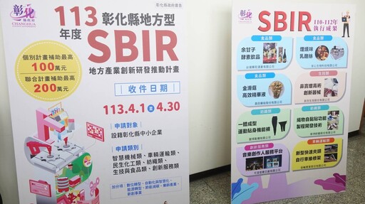彰化縣地方型SBIR總補助達5千萬 不限產業把握機會申請