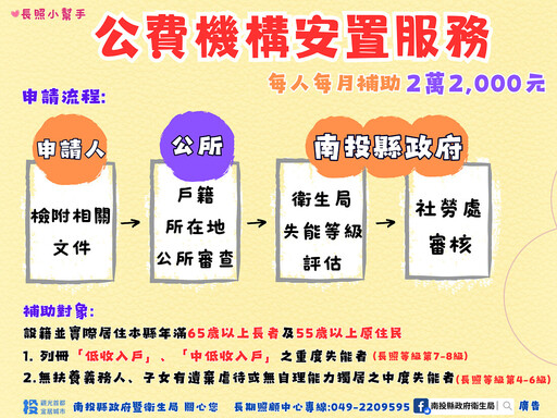 申辦公費機構安置方法報你知！