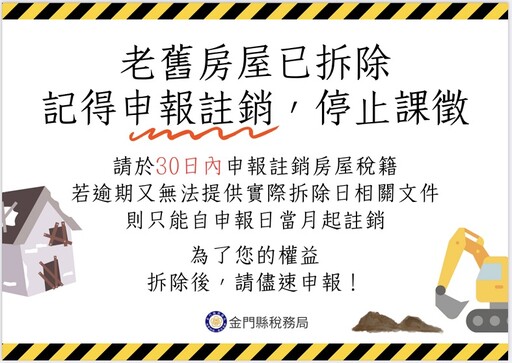 房屋拆除記得申報註銷房屋稅籍 避免影響全國歸戶總戶數