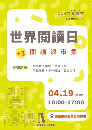 嘉義市「世界閱讀日：+1閱讀浪市集」 19日起引領閱讀浪潮