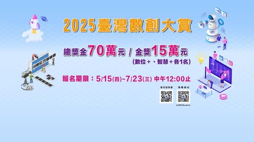 數創再升級!「2025臺灣數創大賞」強勢登場 總獎金高達70萬元