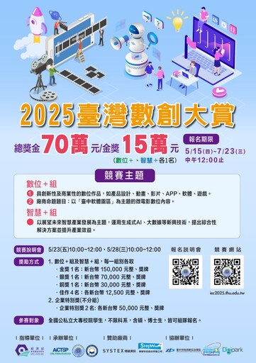 數創再升級!「2025臺灣數創大賞」強勢登場 總獎金高達70萬元