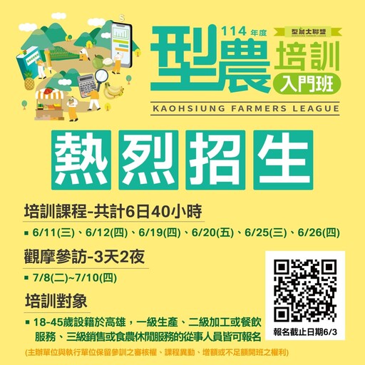 青農必看!高雄型農班熱烈招生中 四大核心課打造農業競爭力