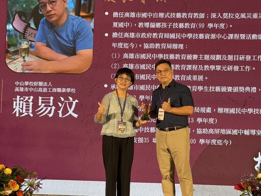 技職教育生力軍！中山工商王麗鈞奪餐飲全國冠軍X賴易汶獲績優教師獎