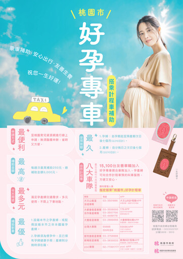 為媽咪們提供更便捷安心的交通服務 桃園好孕專車6月起再升級