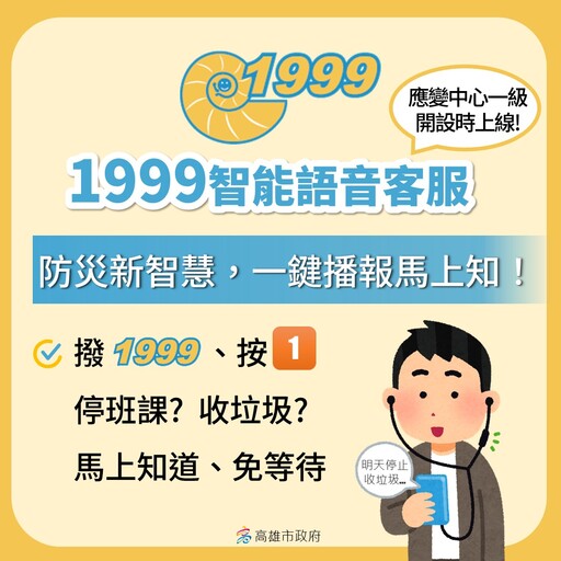丹娜絲逼近 高雄1999啟動「智能三招」守護市民