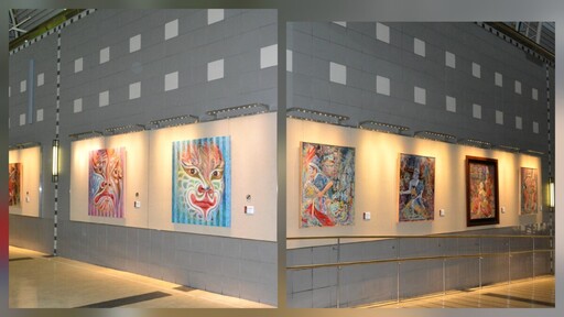 八家將進駐高雄國際機場 神將臉譜油畫展引旅客駐足