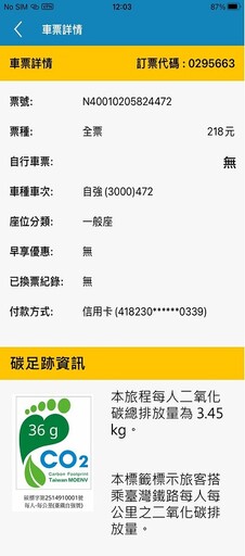 臺鐵取得碳足跡標籤落實淨零排碳 揭露碳足跡資訊與目標