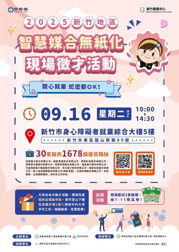 新竹徵才大進擊9/16就業轉職一次搞定 取得報名序號送限量好禮