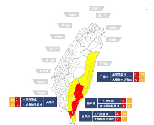 颱風山陀兒襲台！480條土石流達紅、黃警戒