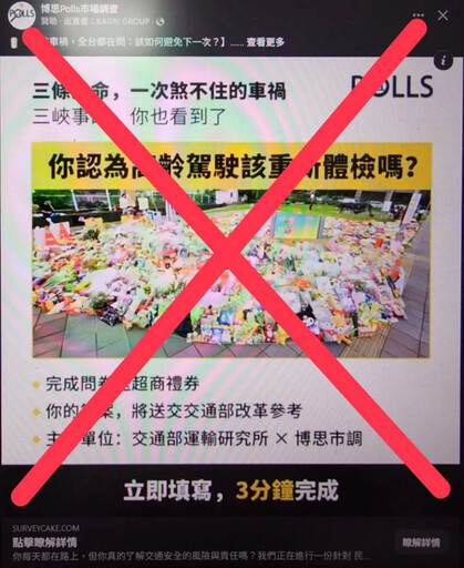 高齡駕駛體檢民調是詐騙 運研所急檢舉