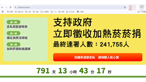 「別讓希望輸給走私！」24萬人挺徵收加熱菸稅捐掃碼連署 籲總統為健康台灣撐起正義稅制