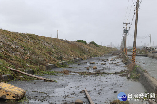 台西鄉老舊海堤難敵暴潮強浪 水防道路滿目瘡痍