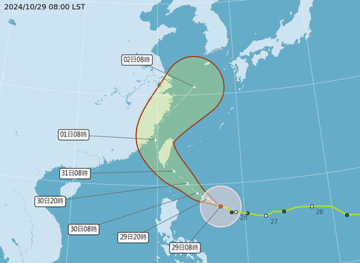 康芮增強為中颱 週四、週五影響台灣最明顯