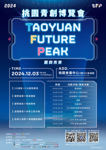 2024 Taoyuan FuturePeak 桃園青創博覽會12/3登場 百組新創團隊媒合業界資源