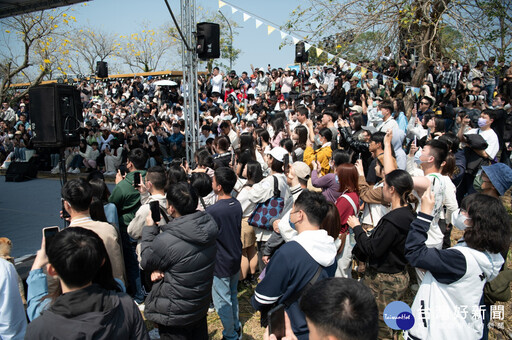 嘉市八掌溪畔黃花風鈴木盛開 音樂市集湧入逾10萬人