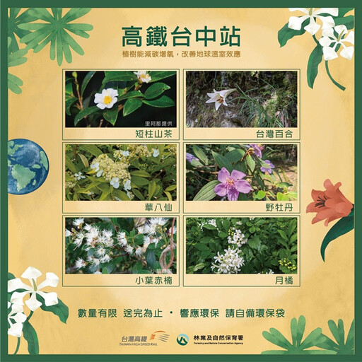 響應世界地球日 高鐵4/22贈3600株樹苗