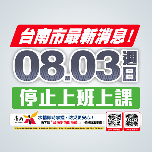 西南氣流影響 南市8/3停止上班上課